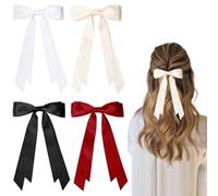 TRKETK 4 Pièces Pince à Cheveux en Ruban Pinces à Cheveux en Métal Ruban Accessoires pour Cheveux Françaises Long Satin Soyeux Barrettes à Cheveux Accessoires Pour Cheveux pour Femmes Filles