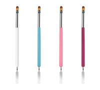 TRKETK 4 Pièces Pinceaux Ongle Gel Nail Double Pinceau D'Extension Pour Ongles Manucure Outil Pinceau À Pointe Française pour Professionnel DIY Nails Art Bouts des Ongles et Extensions