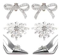 TRKETK 4 Pièces Pinces à Chaussures, Élégance Détachables Pinces à Chaussures Clip Decorative in Cristallo Femmes Fête de Mariage Décoration per La Fête De Mariage, Le Bal De Fin D'année (2 Stili)