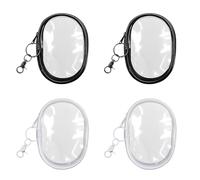 TRKETK 4 Pièces Pochette Transparente pour Porte-Clés Rangement Pochettes Transparentes Figurines Mini Trousse de Maquillage Portable pour Femme pour Organiser Les Câbles de Données Les Chargeurs