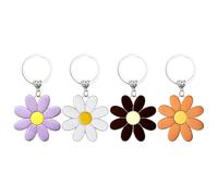 TRKETK 4 Pièces Porte Clés en Forme de Fleurs Classique Porte-Clés Marguerite Métal Fleur Décoratif Mignon Marguerites Colorées Adapté pour les Femmes Sac à Main Voiture Clé et Cadeau