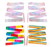 TRKETK 4 Pièces Ruban Danse, Gymnastique Rubans de Danse Rythmique Bâton Virevoltant Ruban Gymnastique Enfant 2m Rubans Danse Scintillant pour Danse, Gym, Cirque, Compétition, Entraînement