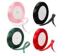 TRKETK 4 Pièces Ruban Satin 10mm x 22m Ruban Tissu Ruban Cadeau Emballage Ruban de Noël pour Cadeau Emballage pour Décoration de Mariage Couture DIY Artisanat Bouquet Décoration de Gâteau