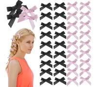 TRKETK 40 Pièces Pince à Cheveux Nœud Noeud Cheveux Femme à Cheveux en Ruban avec Pince à bec de Canard Mini Pinces à Cheveux en Forme de Nœud en Satin pour Femmes et Filles(2 Couleurs)