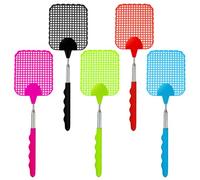 TRKETK 5 Pièces Tapetteà Mouche, Tapette à Mouches Extensible Tapetteà Mouche Coloré Poignée Télescopique Durable et Robuste Tapetteà Mouche Main pour Les Mouches,Les moustiques et Les Insectes