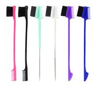 TRKETK 6 Pièces Brosses de Contrôle des Bords des Cheveux, Peignes à Cheveux Queue de Rat Peignes à Sourcils Lisses pour Femme Brosse à Cheveux en Plastique Brosses de Contrôle des Bords (6 Couleurs)