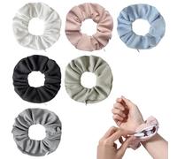 TRKETK 6 Pièces Chouchou Cheveux avec Poche Zippée Dissimulée Accessoires pour Cheveux élastiques et Souples pour Filles et Rangement Petits Articles Clés Accessoires de Voyage