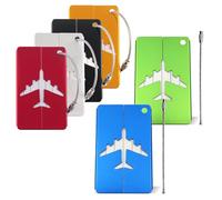 TRKETK 6 Pièces Étiquette de Bagage, Aluminium avec Cordon Inox et Carte PVC étanche Étiquette Bagage Étiquettes de Bagage en Métal pour Valises Sacs à Dos Sac de Voyage (6 Couleurs)