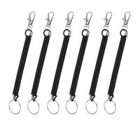TRKETK 6 Pièces Porte-Clés à Ressorts à Spirale Porte Clé Retractable Clé Extensible Porte-Clés en Plastique Noir Pêche Cordons pour Clé Poisson Outils Attirail De Pêche Accessoires
