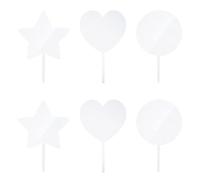 TRKETK 6 Pièces Toppers de Gâteau en Acrylique Dessus de Gâteau Blanc Transparent Décoration de Gâteau d'Anniversaire DIY pour Mariage Fête d'Anniversaire Accessoires Décoratifs