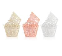 TRKETK 60 Pièces Cupcake Wrappers en Papier Caissettes à Cupcakes en Dentelle Caissettes à Bac à Papier Artistiques en Dentelle Découpées au Laser pour Mariage Fête Anniversaire