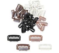 TRKETK 60 Pièces Pinces à Perruque en Métal Dents Clips de Peignes avec Caoutchouc Souple Clips de Peignes pour Fixer les Perruques Clips Cheveux pour Extension de Cheveux de Bricolage