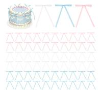 TRKETK 60 Pièces Rubans de Nœuds, Décorations de Fête avec Nœuds Décorations de Gâteaux Accessoires De Mise en Page De Scène De Fête pour Nniversaire, Mariage, Célébrations (Trois Couleurs)