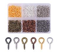 TRKETK 600 Pièces Mini Crochet a Visser, Petits Œillets à Visser 8x4 mm Mini Crochets en Métal Piton à Vis Crochet Vis à Oeil Auto-Taraudeuses pour La Fabrication de Bijoux DIY Artisanat, Six Couleurs
