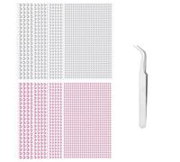 TRKETK 8 Feuilles Strass Autocollant Visage 3584 Pièces Strass Auto-Adhésifs avec 1 Pièces Pincettes Brillantes Strasses Adhesif pour DIY Artisanat Nail Body Maquillage Décoration (3/4/5/6mm)