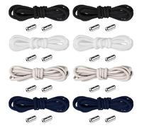 TRKETK 8 Paires de Lacets Élastiques Sans Nœud, Lacets à Boucles en Métal de 100 cm Lacets avec Fermeture Rapide Lacets Élastiques Universels pour Enfants et Adultes Lacets Élastiques Plats
