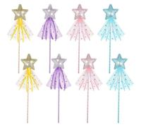 TRKETK 8 Pièces Baguettes Magiques Pailleté de Fée, Baguette Magique Princesse en Forme d'Étoile Baguettes Magiques pour Enfants 27,9 cm Baguette Étoile de Princesse de Fée Accessoires de Cosplay