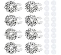 TRKETK 8 Pièces Boutons en Strass Détachables, Cache Boutons Strass avec 20 Boutons à Coudre Clips de Manchette en Forme de Fleur Embellissements Décoratifs pour Jeans Manteaux Robes