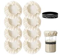 TRKETK 8 Pièces Couvercles Réutilisables pour Bocaux à Levain avec 1 Bande Horaire élastique Respirant Couverture en Tissu Anti-Poussière pour Levain Bocaux de Fermentation et la Cuisson
