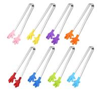 TRKETK 8 Pièces Minis Pince Alimentaire, Mini Pinces en Silicone en Forme de Main Multifonctions Coloré Petite Pince à Sucre Pince à Nourriture en Acier Inoxydable pour Douceur,Glaçons,Salade