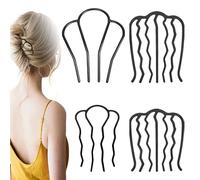TRKETK 8 Pièces Peignes à Cheveux en Forme de U, Fourchettes à Cheveux et Épingles à Cheveux Françaises Peigne Latéral Outils de Coiffure Rétro Twist Black Ciches Accessoires pour Femmes et Filles