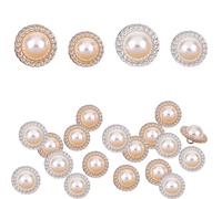 TRKETK 80 Pièces Boutons de Couture en Imitation de Perle 15/11.5 mm Rétro Vintage Perle Ronds Pour Coudre Boutons de Femme en Plastique avec Tige pour Décoration de Bricolage Couture