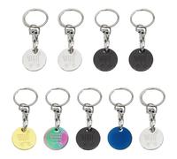 TRKETK 9 Pièces Jeton de Caddie, Porte-Clés Amovible Jetons de Chariot en Acier Inoxydable Porte-Clés en Métal Accessoire de Chariot Porte-Clé Jeton de Caddie pour Hommes et Femmes (5 Couleurs)