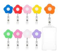 TRKETK 9 Pièces Porte-Badge Enrouleur à Fleurs, Tendance et Mignon, Accessoires Colorés de Longes Rétractables pour Filles, Infirmière, Enseignant, Etudiant