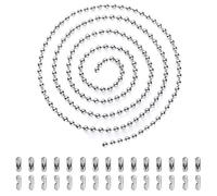 TRKETK Chaîne de Perles à Billes de 5 Mètres, Extension de Chaîne de Traction à Rouleaux de Perles Chaîne de Store Enrouleur de Perles en Métal avec 30 Connecteurs Assortis (3.2 mm, Argent)