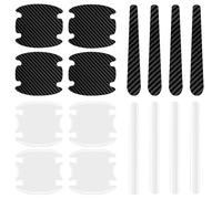 TRKETK Lot de 16 films de protection universels pour poignée de porte de voiture, fibre de carbone et PVC, noir et transparent, protection anti-rayures pour poignée de porte