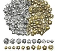 TRKETK Lot de 200 capuchons de perles d'espacement avec trou pour filetage de bagues vintage en alliage métallique - Accessoires de bijoux pour travaux manuels, colliers, fabrication de bijoux (20