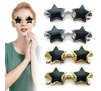 TRKETK Lot de 4 paires de lunettes de soleil en forme d'étoile, pentagramme, années 80, lunettes de fête pour PC, accessoires de photographie, costumes artistiques, pour enfants et adultes