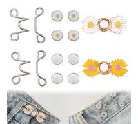 TRKETK Lot de 4 Tendeurs de Taille pour Pantalon, Boutons de Pantalon Amovibles Tendeurs de Ceinture Réutilisables Boucle de Taille en Jean Aucune Couture Requise Ajusteur de Bouton