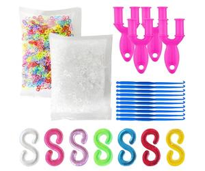 TRKETK Lot de 600 clips en S colorés pour bandes en caoutchouc, kit de recharge de clips en S avec 4 métiers à tisser en Y et 10 connecteurs de crochet pour loisirs créatifs (300 blancs + 300 colorés)