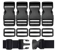 TRKETK Lot de 8 boucles en plastique de 25 mm à dégagement rapide - Pour réparation de sacs à dos, sangles de fixation de bagages, Noir , S