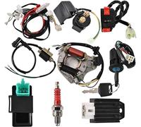 Trkimal Bobine de stator électrique complet CDI - Relais magnétique - Bougie d'allumage pour 50 cm³, 70 cm³, 80 cm³, 90 cm3, 100 cm³, 110 cm³, 125 cm³, hub 4 roues pour ATV Quad Dirt Bike