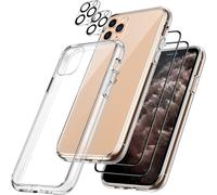 Trkk-5 En 1 Coque Pour Iphone 11 Pro 5,8 Pouces Avec 2 Protection D'écran Et Protecteur Caméra, Housse Anti-Jaunissement Et Film En Verre Trempé À Couverture Complète (Transparente)