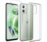 Trkk-Coque Pour Motorola Moto G54 5g (6.5") + Verre Trempé Écran Film Protecteur - Transparent Souple Silicone Étui Protection Housse Tpu Case Cover