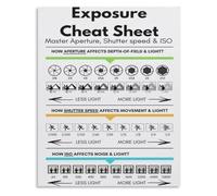 TRKTDXLQRI Photography Exposure Cheat Sheet Poster Quick Reference Guide for Camera Learning and Wall Decor Framed,16x24inch(40x60cm)