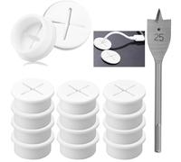 TRLREQ Lot de 12 œillets muraux en silicone blanc | 25 mm flexible pour bureau et mur avec foret | Œillet durable pour gestion des câbles au bureau, à la maison et à l'école