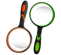 TRLREQ Lot de 2 grandes lentilles en verre véritable grossissement 80 mm, poignée ergonomique incassable pour personnes âgées/enfants, idéale pour la lecture, le modélisme, les classes scolaires et