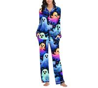 Trlxkhor Ensemble de pyjama ample pour femme 2 pièces | Ensemble automne-été col en V Outfit avec imprimé moderne et confortable pour un usage quotidien ou une fête