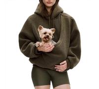 Trlxkhor Sweat à capuche pour femme avec poche pour chat et chiot | Sweat à capuche de transport pour chiot - Couleur unie - Manches longues - Grande poche - Pull surdimensionné