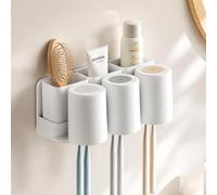 Trlyane Porte Brosse à Dents Mural avec 3 Gobelets et 3 Compartiments