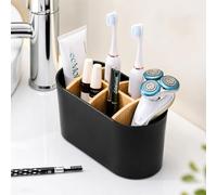 Trlyane Porte Brosse à Dents Noir avec 6 Compartiments en Bambou