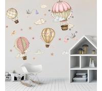 Trlyane Stickers Muraux Ballon à air chaud Autocollant Mural Fleurs Ballons Les Oiseaux des Nuages Décoration Murale Bébé Pépinière Chambre Enfants Salon