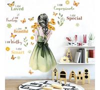 Trlyane Stickers Muraux Fille Stickers Chambre La Princesse Papillon Stickers Muraux Fille Citations Inspirantes pour Chambre de Bébé Pépinière D'enfant Décoration Murale De La Maison