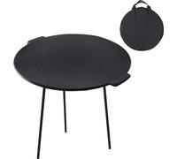 TRMLBE φ 45cm BBQ Poêle à griller Tapis de gril en fonte avec 3 pieds Plaque de gril Rond Dutch Oven Stand Poêle à griller Sac de rangement inclus Griddle