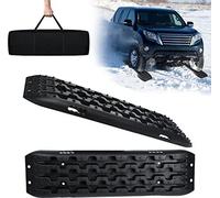 TRMLBE 2x plaques de sable Tapis de traction tout-terrain en plastique Aide au démarrage Recovery Board Tracks avec sac de rangement Bande de traction Charge max. 10T, plaques de traction pour voiture