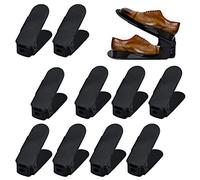 TRMLBE 30 Pièce Empileur de Chaussures Réglable en Hauteur sur 3 Niveaux, Ensemble de Supports Antidérapants en Plastique pour Organiser Les Chaussures, Noir